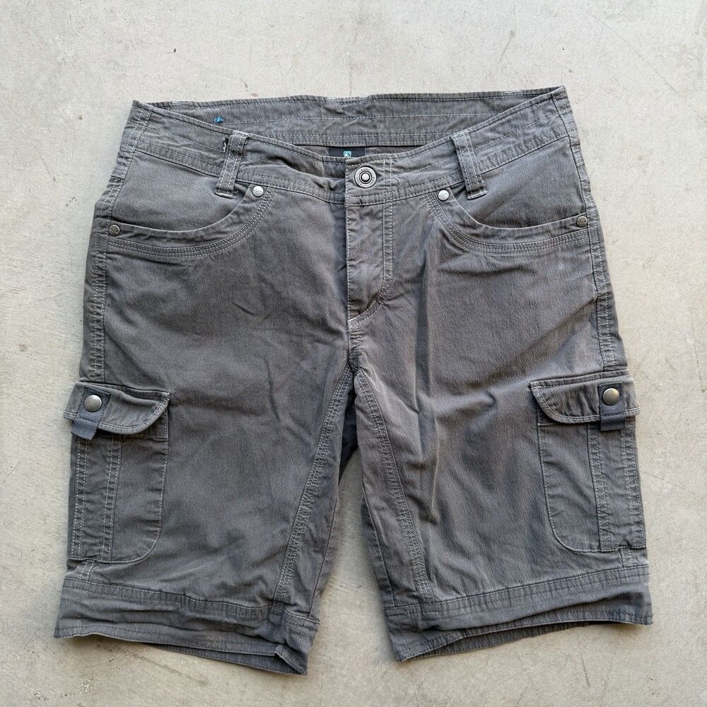 Kuhl Splash Cargo Shorts Womens 4 Gray Cotton Stretch Hiking Camping Outdoor